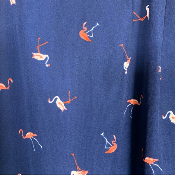 Verse Flamingo‎ Pattern Navy Dress Belted Women’s Size M / L - Picture 6 of 16